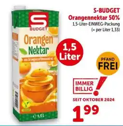 Interspar S-BUDGET Orangennectar 50% Angebot