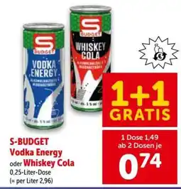 Interspar S-BUDGET Vodka Energy oder Whiskey Cola Angebot