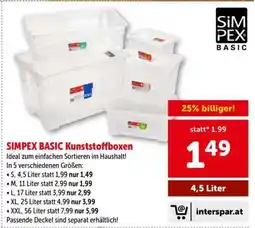 Interspar SIMPEX Basic Kunststoffboxen Angebot