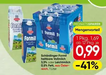 Spar Schärdinger Formil Haltbare Vollmilch Angebot