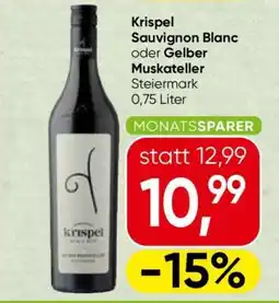 Spar Krispel Sauvignon Blanc oder Gelber Muskateller Angebot