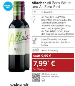 Weinwelt Interspar Allacher all zero white und all zero red Angebot