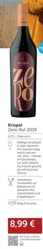 Weinwelt Interspar Krispel zero rot 2019 Angebot