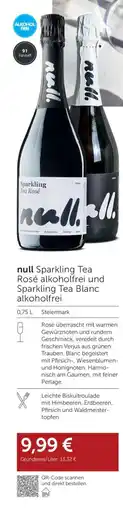 Weinwelt Interspar Null sparkling tea rosé alkoholfrei und sparkling tea blanc alkoholfrei Angebot