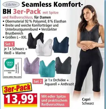 Elle nor seamless komfort- bh 3er-pack mit spitze