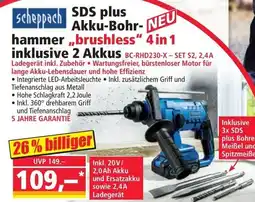 Norma Scheppach sds plus akku-bohr- neu hammer,,brushless 4 in 1 Angebot