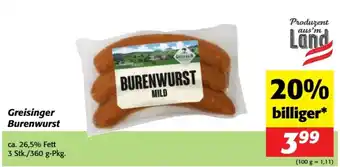Nah&Frisch Greisinger burenwurst Angebot