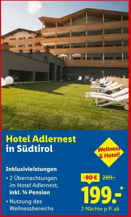 Lidl Reisen Hotel Adlernest in Südtirol Angebot