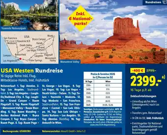 Lidl Reisen USA Westen Rundreise Angebot