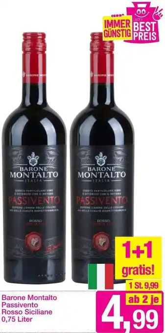 Sutterlüty Barone Montalto Passivento Rosso Siciliance 0,75 Liter Angebot