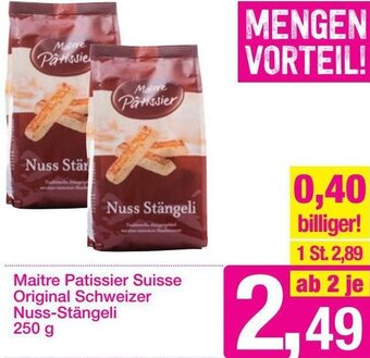 Sutterlüty Maitre Patissier Suisse Original Schweizer Nuss-Stängeli 250g Angebot