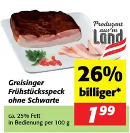 Nah&Frisch Greisinger Frühstücksspeck ohne Schwarte Angebot