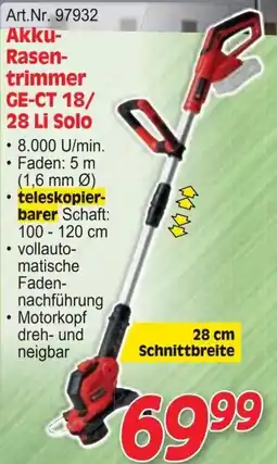 Zgonc Akku- Rasentrimmer GE-CT 18/ 28 Li Solo Angebot