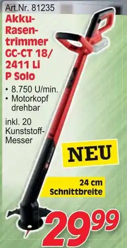 Zgonc Akku- Rasen- trimmer GC-CT 18/ 2411 Li P Solo Angebot