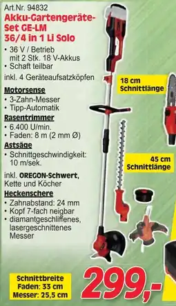 Zgonc Akku-Gartengeräte- Set GE-LM 36/4 in 1 Li Solo Angebot