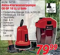 Zgonc Akku-Klarwasserpumpe GE-SP 18 LL Li Solo Angebot