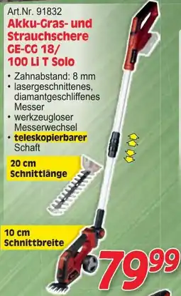 Zgonc Akku-Gras- und Strauchschere GE-CG 18/ 100 Li T Solo Angebot