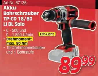 Zgonc Akku- Bohrschrauber TP-CD 18/80 Li BL Solo Angebot