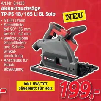 Zgonc Akku-Tauchsäge TP-PS 18/165 Li BL Solo Angebot