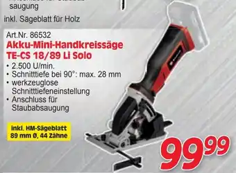 Zgonc Akku-Mini-Handkreissäge TE-CS 18/89 Li Solo Angebot