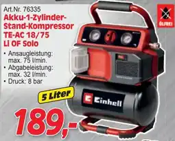 Zgonc Akku-1-Zylinder- Stand-Kompressor TE-AC 18/75 LI OF Solo Angebot