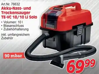 Zgonc Akku-Nass- und Trockensauger TE-VC 18/10 Li Solo Angebot
