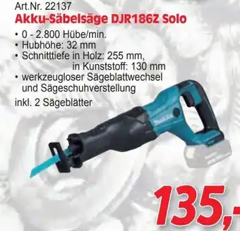 Zgonc Akku-Säbelsäge DJR186Z Solo Angebot