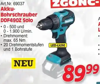 Zgonc Akku- Bohrschrauber DDF490Z Solo Angebot