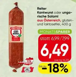 Spar Reiter Kantwurst oder ungarische Salami Angebot