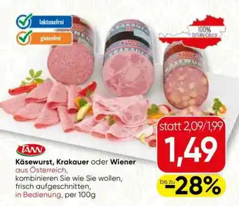 Spar TANN Käsewurst, Krakauer oder Wiener Angebot