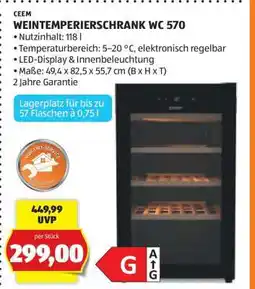 Hofer WEINTEMPERIERSCHRANK WC 570 Angebot