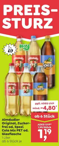 ADEG Almdudler original, zucker- frei od. spezi cola mix pet od. glasflasche Angebot