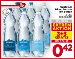 Billa Gasteiner Mineralwasser div. Sorten Angebot