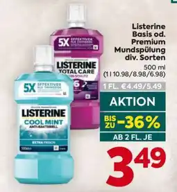 Billa Listerine Basis od. Premium Mundspülung div. Sorten Angebot