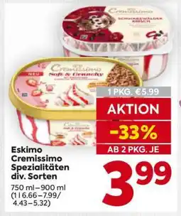 Billa Eskimo Cremissimo Spezialitäten div. Sorten Angebot
