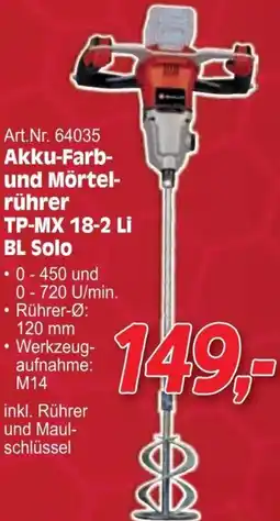 Zgonc Akku-Farb- und Mörtelrührer TP-MX 18-2 Li BL Solo Angebot