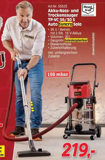 Zgonc Akku-Nass- und Trockensauger TP-VC 36/30 S Auto Syncro Solo Angebot