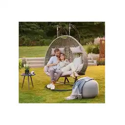 Hofer TWIN Polyrattan Hängesessel mit Regenabdeckung - Grau Für 2 Personen HOFER Angebot