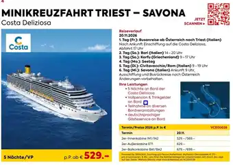 MINIKREUZFAHRT TRIEST - SAVONA Costa Deliziosa