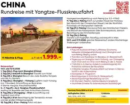 Billa Reisen CHINA Rundreise mit Yangtze-Flusskreuzfahrt Angebot