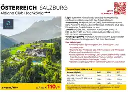 Billa Reisen ÖSTERREICH SALZBURG Aldiana Club Hochkönig Angebot