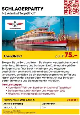 Billa Reisen SCHLAGERPARTY MS Admiral Tegetthoff Angebot