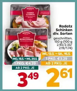 Billa Radatz Schinken div. Sorten Angebot