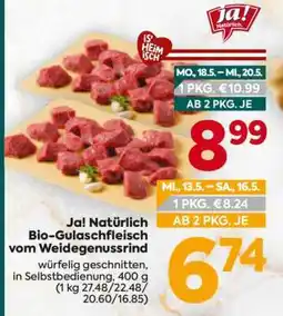 Billa Ja! Natürlich Bio-Gulaschfleisch vom Weidegenussrind Angebot