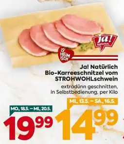Billa Ja! Natürlich Bio-Karreeschnitzel vom STROHWOHLschwein Angebot