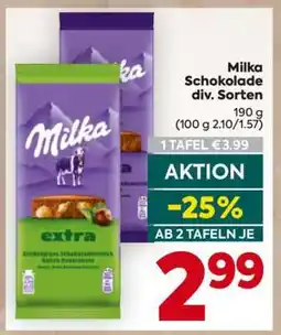 Billa Milka Schokolade div. Sorten Angebot