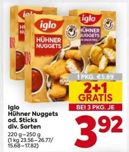 Billa Iglo Hühner Nuggets od. Sticks div. Sorten Angebot