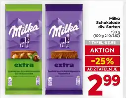 Billa Milka Schokolade div. Sorten Angebot