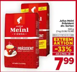 Billa Julius Meinl Präsident div. Sorten Angebot