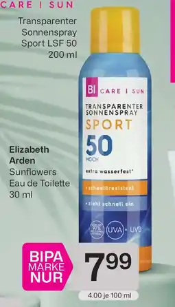 Bipa Sun transparenter sonnenspray sport lsf 50 Angebot